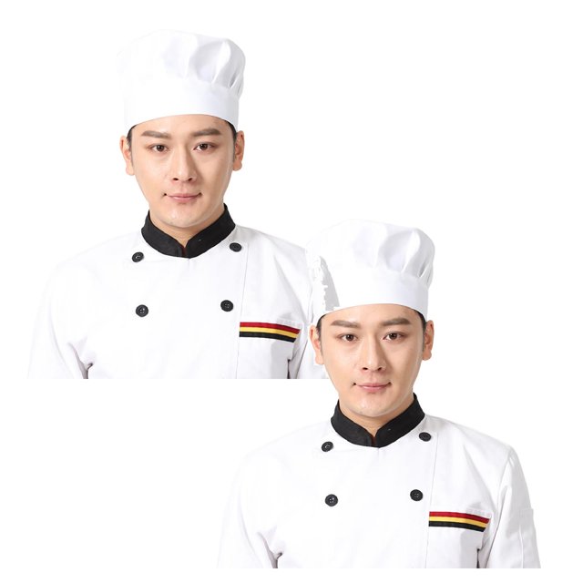 Oleegame 2PC Pretty Apron Chef Hat Adult Adjustable Baker Kitchen Cooking Chef Cap White