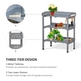 thumbnail image 4 of Outsunny Outdoor Potting Bench, Wooden Potting Table w/ Hooks, Grey, 4 of 9