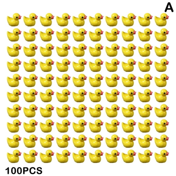 LEEYNEER 100/200PCS Mini Rubber Ducks Miniature Resin Duck Yellow Tiny Duckies. Y9L8