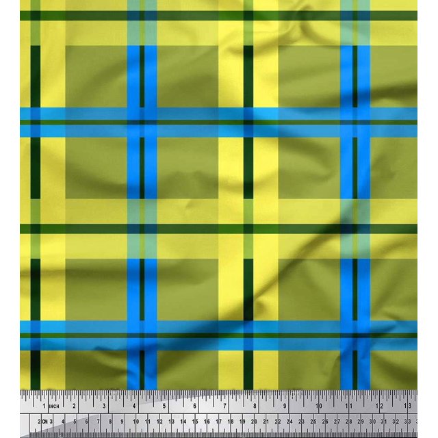 Soimoi Rayon Fabric Check Check Fabric Prints By Yard 56 Inch Wide