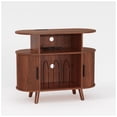 thumbnail image 2 of Bingirl Armoire de Rangement pour Disques Vinyles : Support de Tourne-Disque Mi-Siècle Moderne avec Plateau Tournant Rond en Bois, Station de Recharge et Étagères Ouvertes - Convient à la Chambre et au Salon (Finition Noyer), 2 of 8