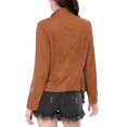 thumbnail image 3 of INSPIRE CHIC Veste en Faux Suède pour Femme à Manches Longues, devant Drapé, Vestes de Moto, 3 of 6