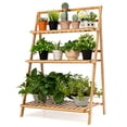 thumbnail image 1 of Costway 3 Tier Bamboo Flower Pot Shelf Stand Folding Display Rack Garden Yard, 1 of 9