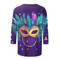 thumbnail image 5 of Penkiiy Blouse Carnaval Manches 3/4 Chemise de Printemps Quotidienne Tee Imprimé Masque Blouse Mardi Gras Col Rond 2024 Tee Tunique Habillée TG Multicolore, 5 of 5