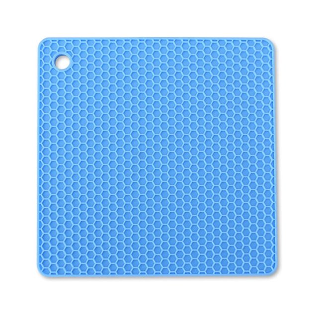 ziyahi Heats Insulation Table Mat Dish Plate Pot Pad Square Coaster Nonslip Placemat Desk Countertop Protector Kitchen Draining Light Blue