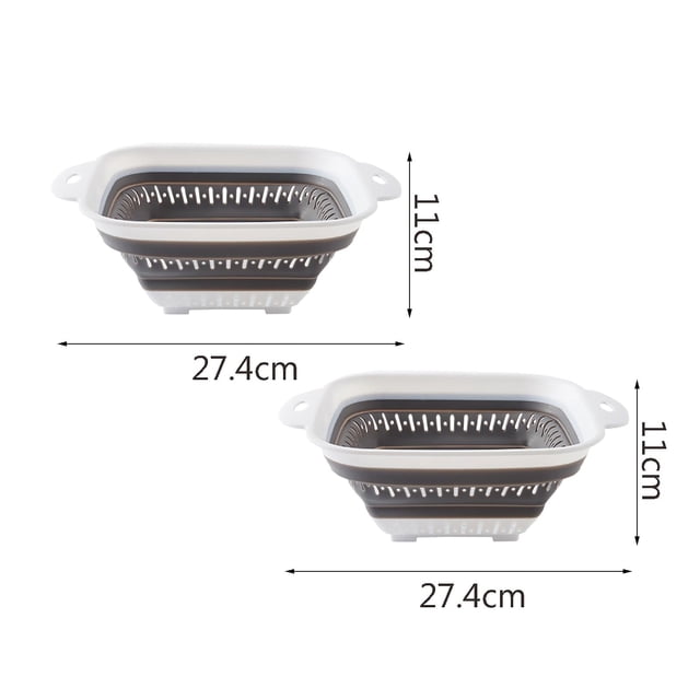 Oleegame 2PC Stainless Steel Cutlery Set Collapsible Colander Strainer with Plastic Handles Foldable Storage Basket Blue