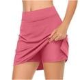 thumbnail image 2 of Lenpel Women's Tennis Skirts with Shorts High Waisted Side Split Solid Color Running Workout Shorts Casual Athletic Skorts, 2 of 5