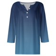 thumbnail image 4 of RXIRUCGD Women's Fashion Casual Gradient Loose Button Tops, Navy, Size: S, 4 of 5