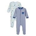 thumbnail image 1 of George Baby Boys' Layette 100% Cotton 2-Pack Sleeper, 1 of 2