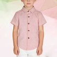 thumbnail image 1 of LIJCC Kids' Short-Sleeve Button-Down Shirt: Striped Pattern, Collared Design, Durable Fabric & Reinforced Buttons – Perfect for Daily & Semi-Casual Wear, 1 of 3