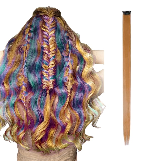 Hair Extensions & Accessories Savings! Bradem Colored Hair Extensions, Multi-Colors Party Highlights Clip in Synthetic Hair, 1X Wig Extensions