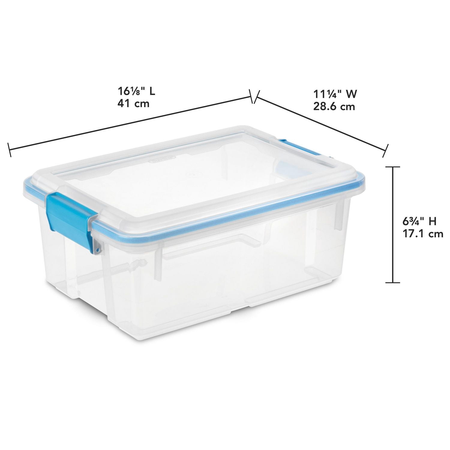 Sterilite Boîte à joint d’étanchéité de 11.4 L, petite bac de rangement transparent résistant aux intempéries avec couvercle à loquet, bleu