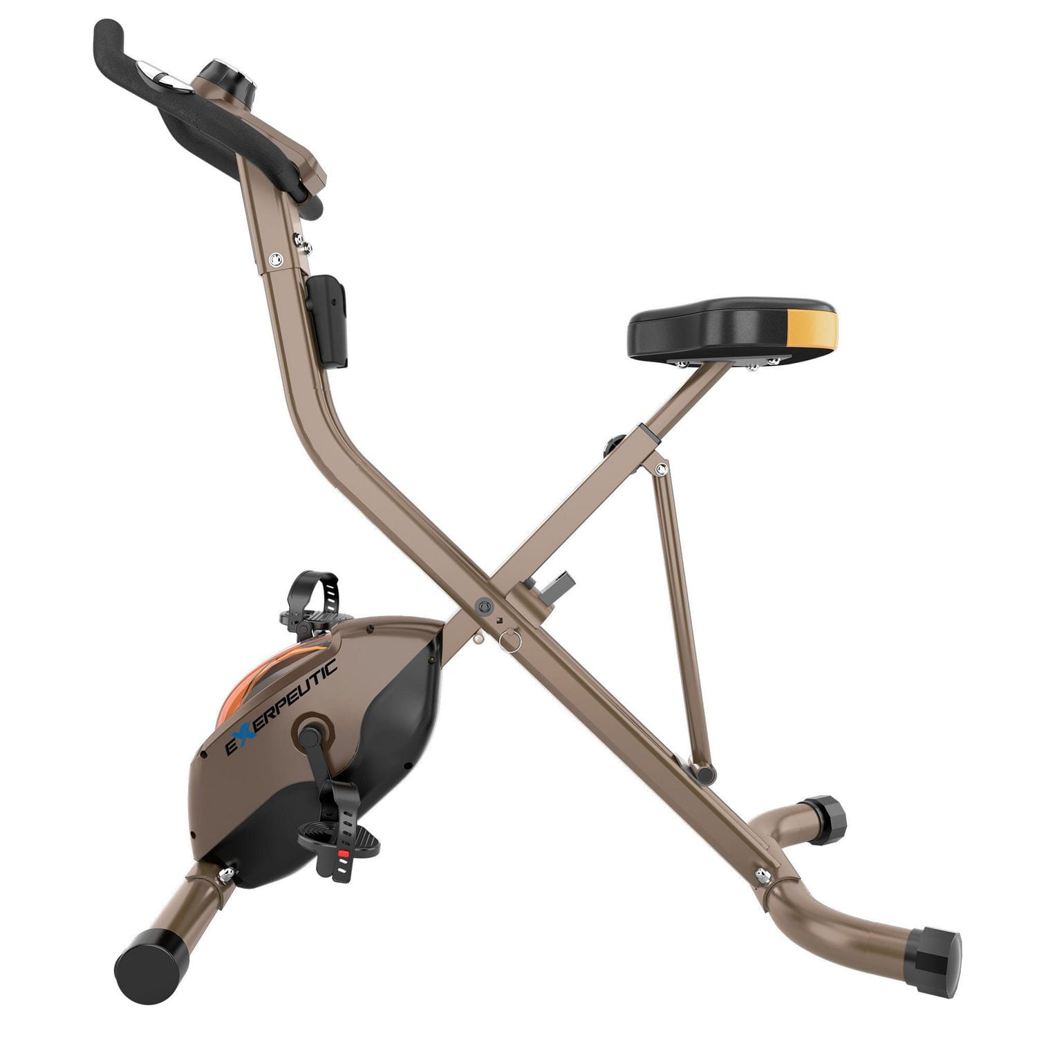 Vélo stationnaire vertical repliable doré à résistance magnétique et capacité de 400 lb 500 XLS d'Exerpeutic