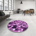 thumbnail image 4 of Ahgly Company Tapis d'Intérieur Lavable en Machine Carré Transitionnel Magenta Foncé Violet, 5 Pieds Carré, 4 of 7