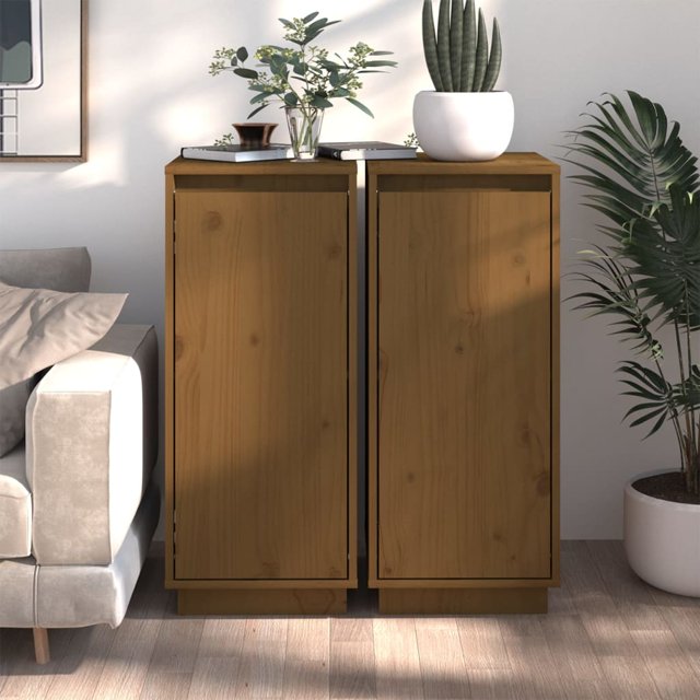 vidaXL Buffets 2 pcs Brun Miel 31.5x34x75 cm Pin Massif