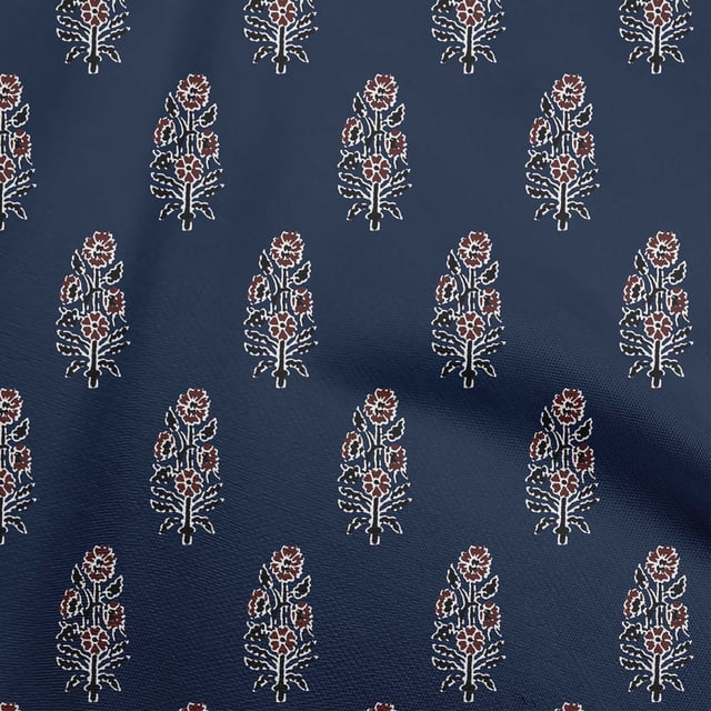 oneOone Cotton Poplin Black Fabric Asian Block Floral Sewing Craft Projects Fabric Prints By Yard 56 Inch Wide