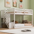 thumbnail image 1 of Twin over Twin Floor Bunk Bed, Ladder with Storage, White, 1 of 18
