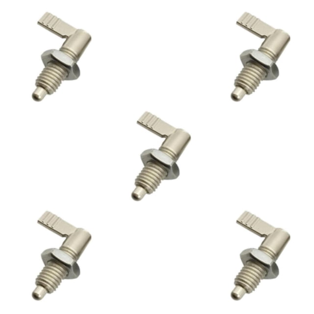 Transemion Sleek Stainless Steel L Type Indexing Plungers Fine Thread Locking Bolts Silver M10-6 5Set