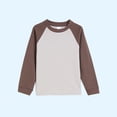 thumbnail image 1 of Milgrthf Kids Boys Girls Crewneck Sweatshirt Fall Casual Long Sleeve Raglan Color Block Cotton Pullover Tops Coffee 9 Years, 1 of 5