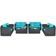 thumbnail image 1 of Gymax 8PCS Rattan Patio Conversation Set Outdoor Furniture Set w/ Turquoise Cushions, 1 of 8