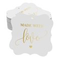 thumbnail image 1 of Inkdotpot Pack Of 100 Made With Love Wedding Paper Tags DIY Craft Bracket Shape Real Gold Foil Hang Tags, 1 of 7