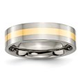 thumbnail image 1 of Titane 14k Incrustation Jaune Plat 6mm Poli Bague Taille 7.5, 1 of 6