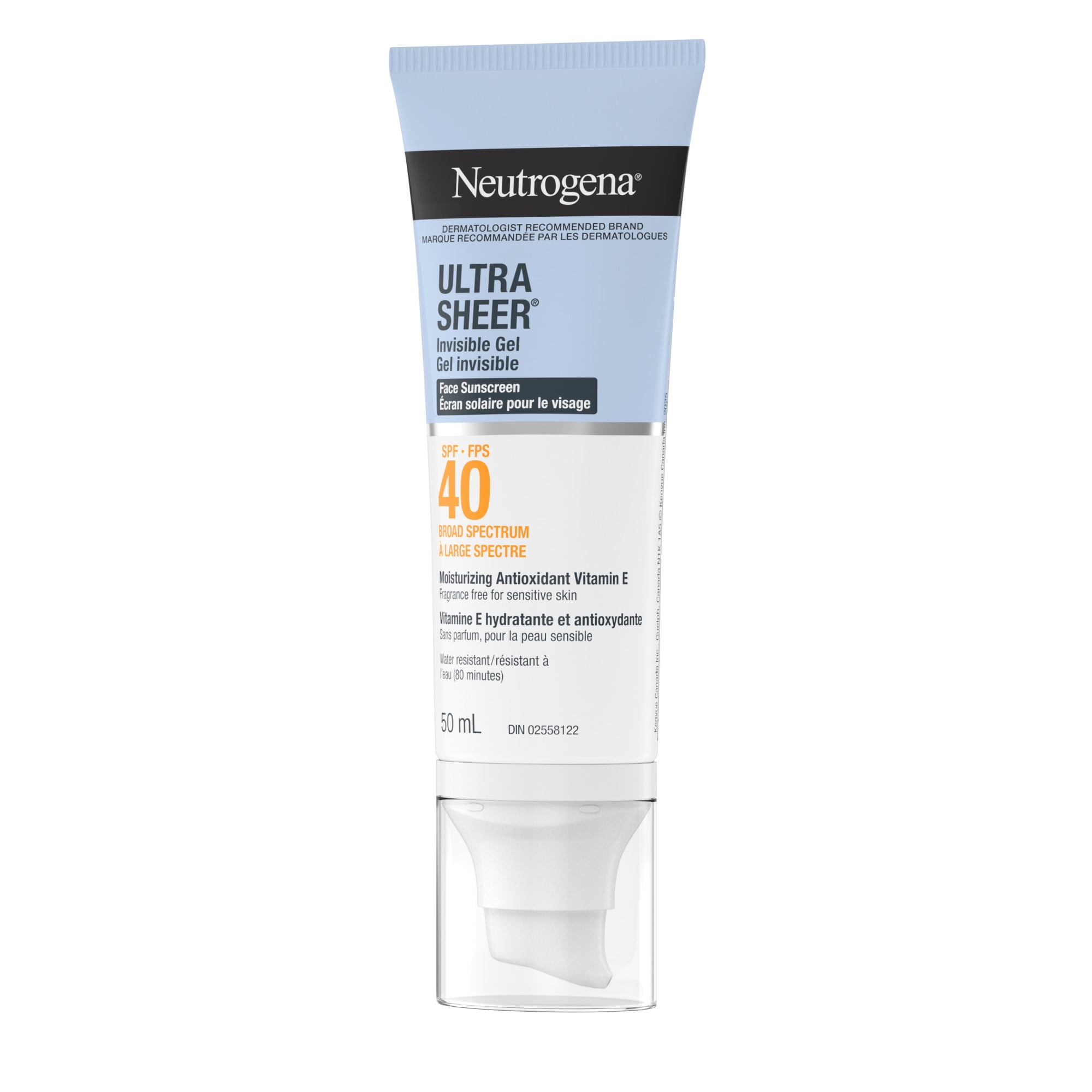 Écran solaire en gel invisible pour le visage Neutrogena Ultra Sheer  avec FPS 40, 50 ml
