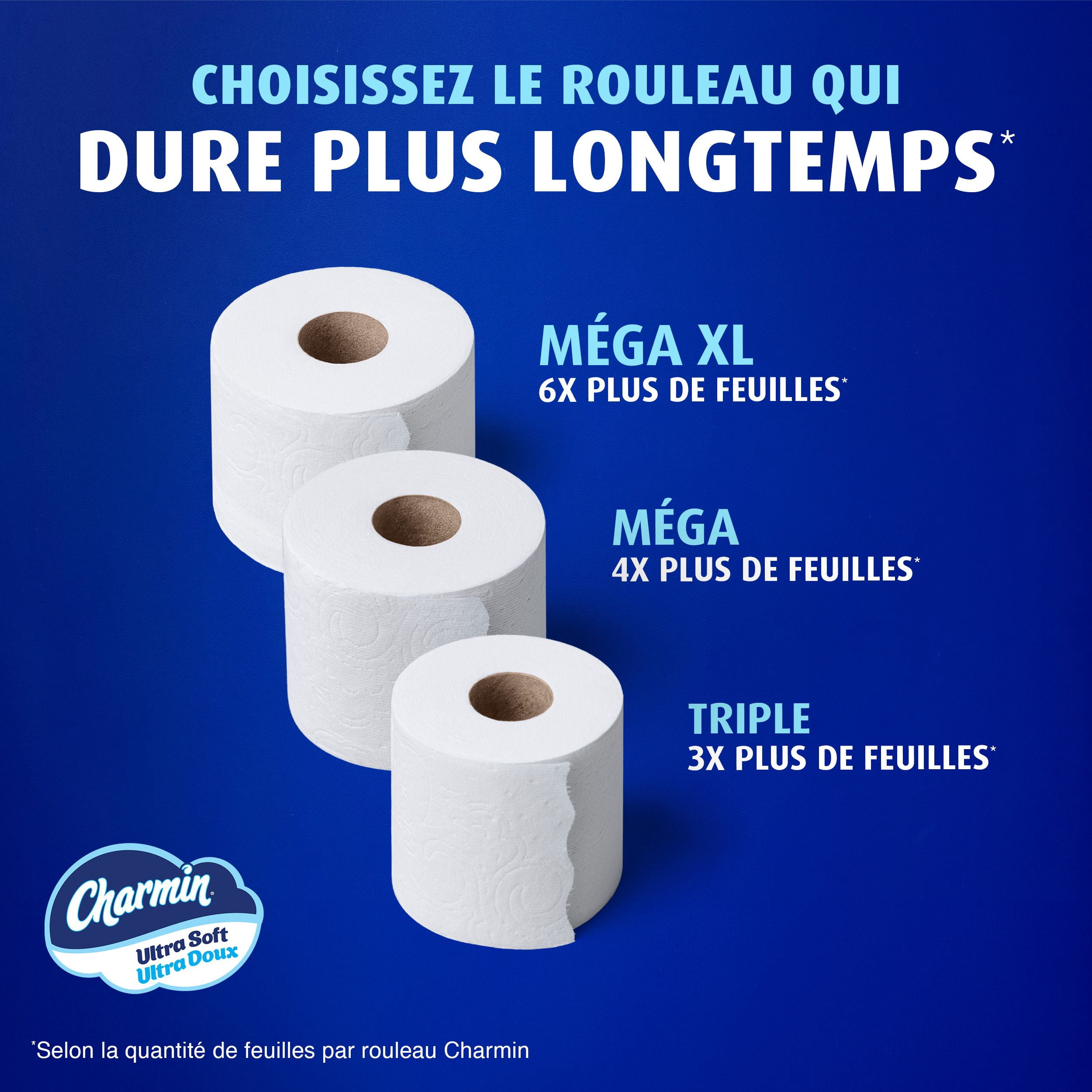 Charmin Ultra Doux, Papier Hygiénique 2 Épaisseurs, 6 Rouleaux (l'Équivalent de 24 Rouleaux Réguliers)