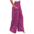thumbnail image 3 of MAWCLOS Women's High Waist Wide Leg Lounge Pants, Rose Red, M, 3 of 4