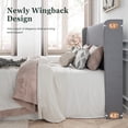 thumbnail image 4 of Amolife Queen Size Velvet Upholstered Bed with Wingback Headboard, Light Grey, 4 of 9