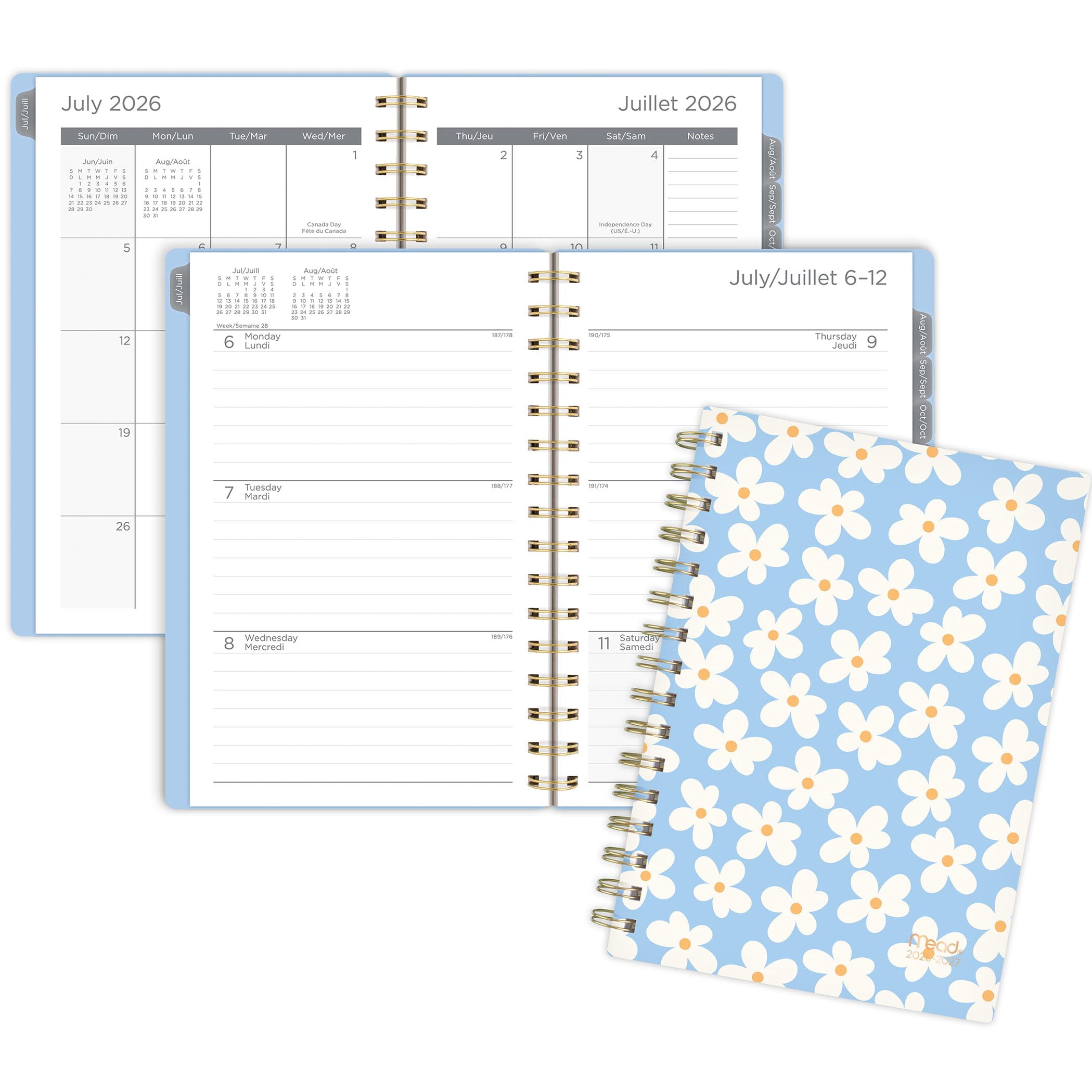 2026-2027 Mead Summer Blossom 12-Month Small Weekly and Monthly Academic Year Planner