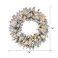 thumbnail image 3 of Holiday Time 24" Pre-lit Flocked Christmas Wreath, White, PVC, 3 of 5