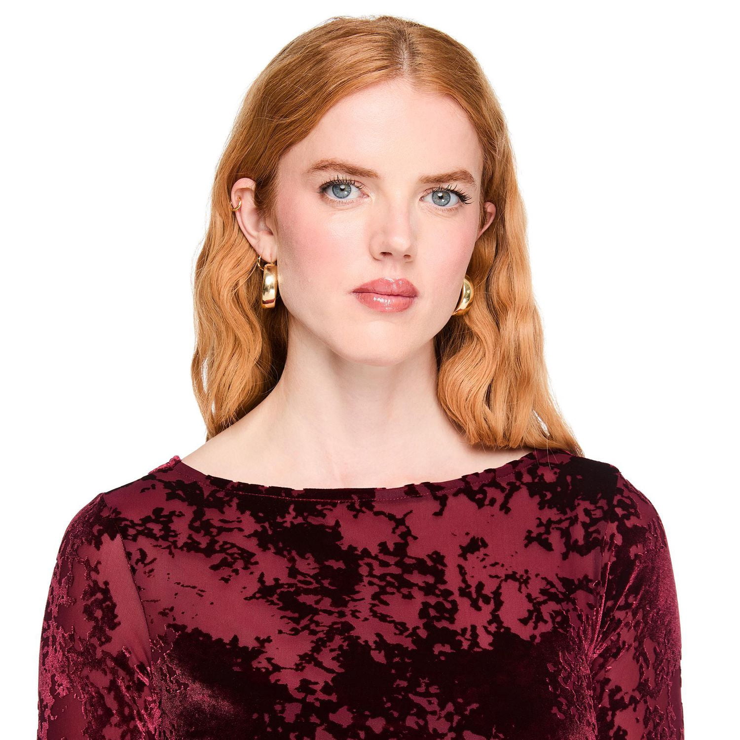 Robe longue en velours teint par dévorage George pour femmes