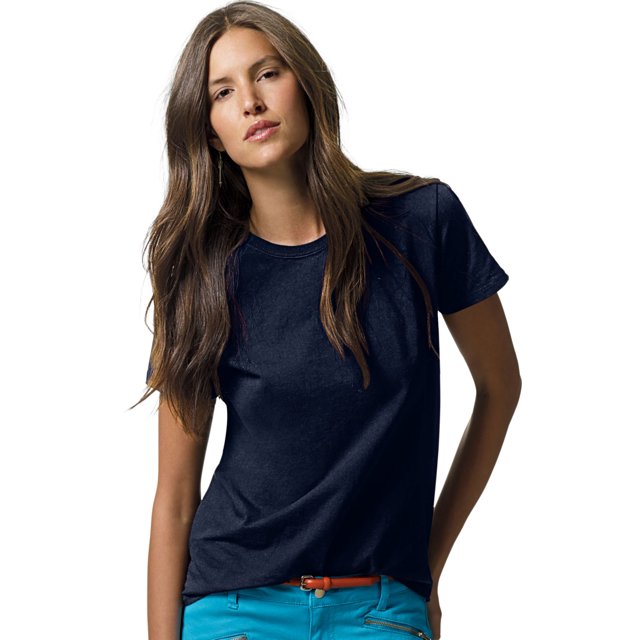 Hanes ComfortSoft T-Shirt à Col Ras du Cou en Jersey Coupe Décontractée pour Femmes, P, Bleu Marine Foncé