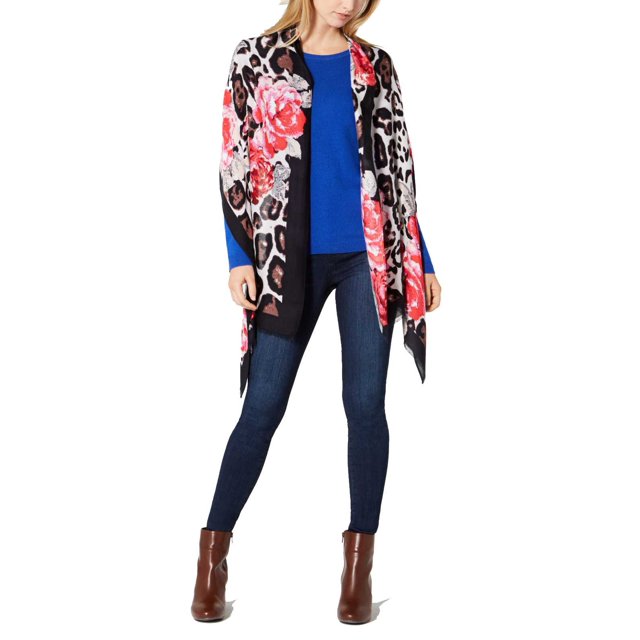 INC International Concepts Foulard Florale pour Femmes, Enveloppements, Rouge Vif