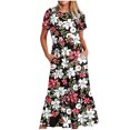 thumbnail image 2 of Ovzne Robes Grande Taille pour Femmes aux Formes Robe pour Femme Mode pour Femmes Manches Longues Col Rond T-Shirt Imprimé Blouse Ample Robe Robe Maxi Grande Taille Manches Courtes Imprimée Liquidation, 2 of 5