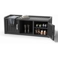 thumbnail image 1 of FICARTS Banc de Rangement Moderne pour Chaussures et Chapeaux, Armoire, Étanche, 2 Portes, Tablettes Ajustables, Noir, 1 of 7