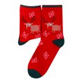 thumbnail image 1 of TIEVOSA Bas Mi-Mollet Imprimés de Noël Bas pour Femmes Chaussettes Festives (Rouge Brique), 1 of 6