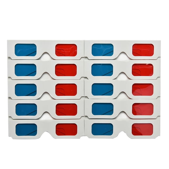 maskred 10pcs/set Universal Paper Anaglyph 3D Glasses Red Blue Cardboard Movie Game DVD Video TV 3D Glasses TYPE1 14.5x3.8cm