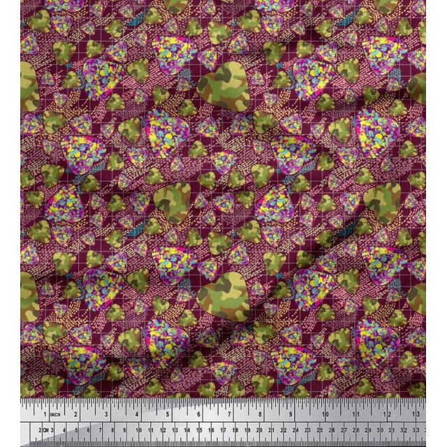Soimoi Silk Fabric Check,Heart & Camouflage Fabric Prints by Yard 42 Inch Wide