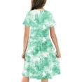 thumbnail image 4 of Robe Fille Été Patineuse Robe T-Shirt Teinture sur Nœuds Décontractée à Manches Courtes Robe Fluide pour Enfants 4-14 Ans, 4 of 6