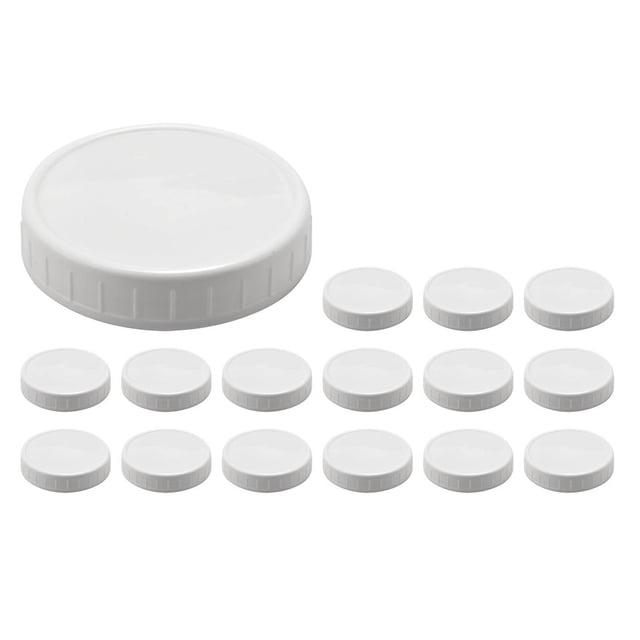 Wide Mouth Jar Lids Plastic Canning Storage Lids Leak Proof and Scratch 86mm 16pc White