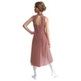 thumbnail image 2 of Robe de Danse Latine Ballet pour Filles Sans Manches avec Strass Dos Creux Combinaison Décontractée Rose Poussiéreux 8, 2 of 7