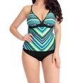thumbnail image 1 of Women's Green Scalloped Print Tankini Swimsuit, 1 of 5