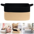 thumbnail image 1 of Woven Storage Basket 50L Small Laundry Baskets Blanket Hamper Living Room Rectangle Rope Baskets For Toy With Handles, 1 of 9