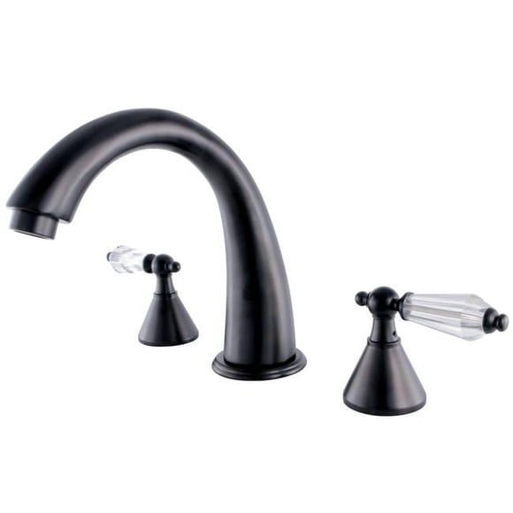 Kingston Brass KS2365WLL Roman Tub Filler Bath Tub Faucet Faucet with Crystal Lever Handle, Oil Rubbed Bronze