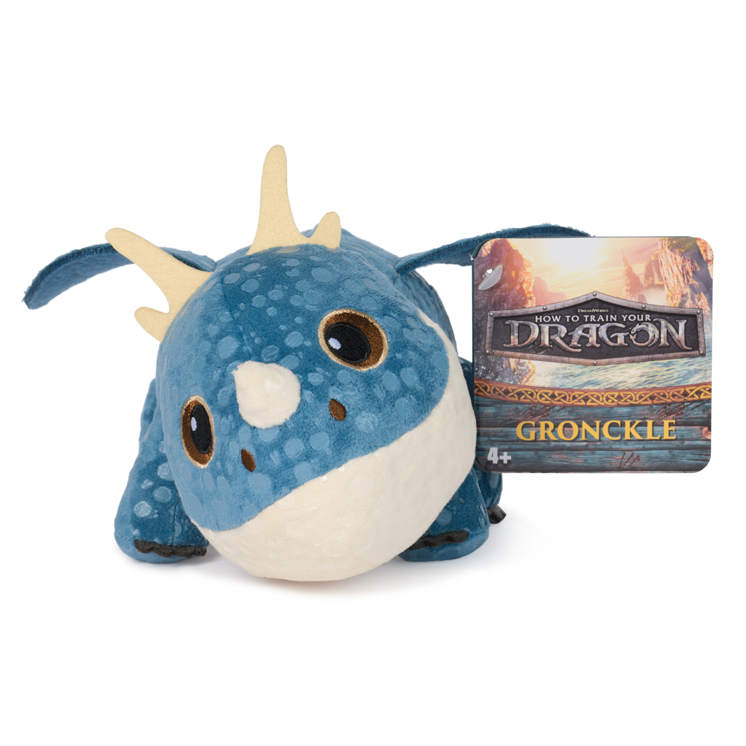 Dreamworks Dragons How to Train Your Dragon, peluche dragon Gronckle de 20 cm, jouets pour enfants à partir de 4 ans