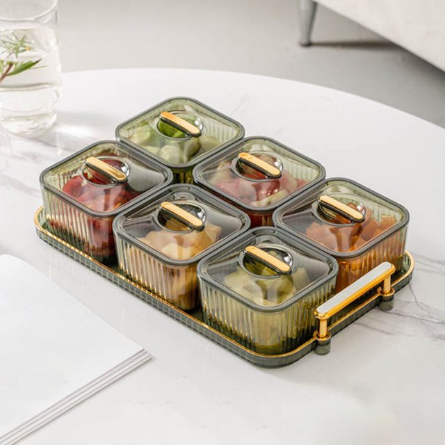 CHUANK Home Storage & Organisation Fruit Tray Clear Snack Display Tray Candy Snack Tray Nut And Dried Fruit Storage Box Snack Tray For Kitchen And Party Food And Pantry Organization