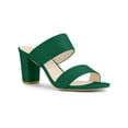 thumbnail image 1 of BLISSFUL STEP Women's Open Toe Chunky High Heel Slide Sandals Green 8.5, 1 of 6
