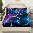 thumbnail image 3 of Erosebridal Teens Geometry Twin Sheet Sets, Futuristic Abstract Bedding Twin Size, Square Striped Decor,, 3 of 7